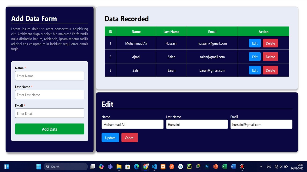 Complete CRUD Operations with HTML, CSS, and JavaScript Local Storage ...