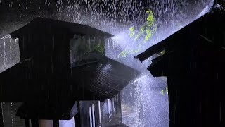 Cure Insomnia with Pouring Rain on Corroded Tin Roof in Gloomy Forest at Night 💤 #rainsounds