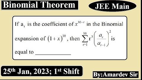 If a_(r) is the coefficient of x^(10-r) in the Binomial expansion of (1+x)^(10) then...