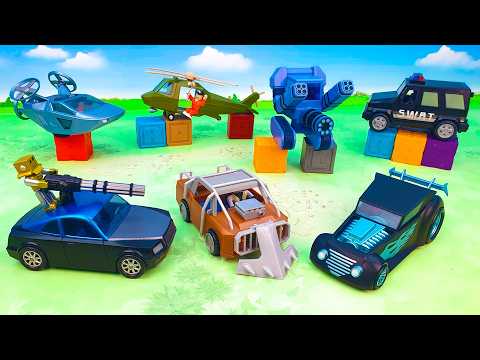 ROBLOX Bank robbery, Monster truck dangerous stunts, police car, fire truck | Toys Review for Kids