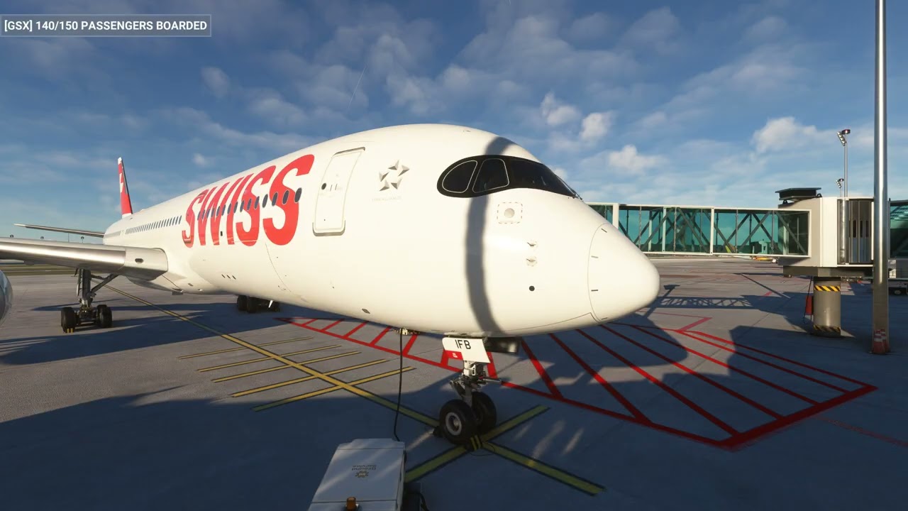 A350 SWISS avec météo réelle et trafic entre Zurich et Bruxelles LSZH EBBR GSX PRO