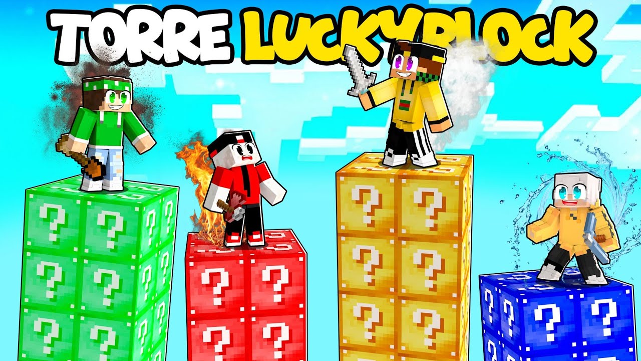 TORRI LUCKYBLOCK 1vs1vs1vs1 ELEMENTI - MARCY vs LOCO vs ZEYXON vs NICO - MINECRAFT