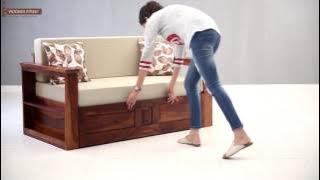 Sofa Cum Bed – ShopRiota Sofa Cum Bed With Storage online in Honey Finish @ Wooden Street