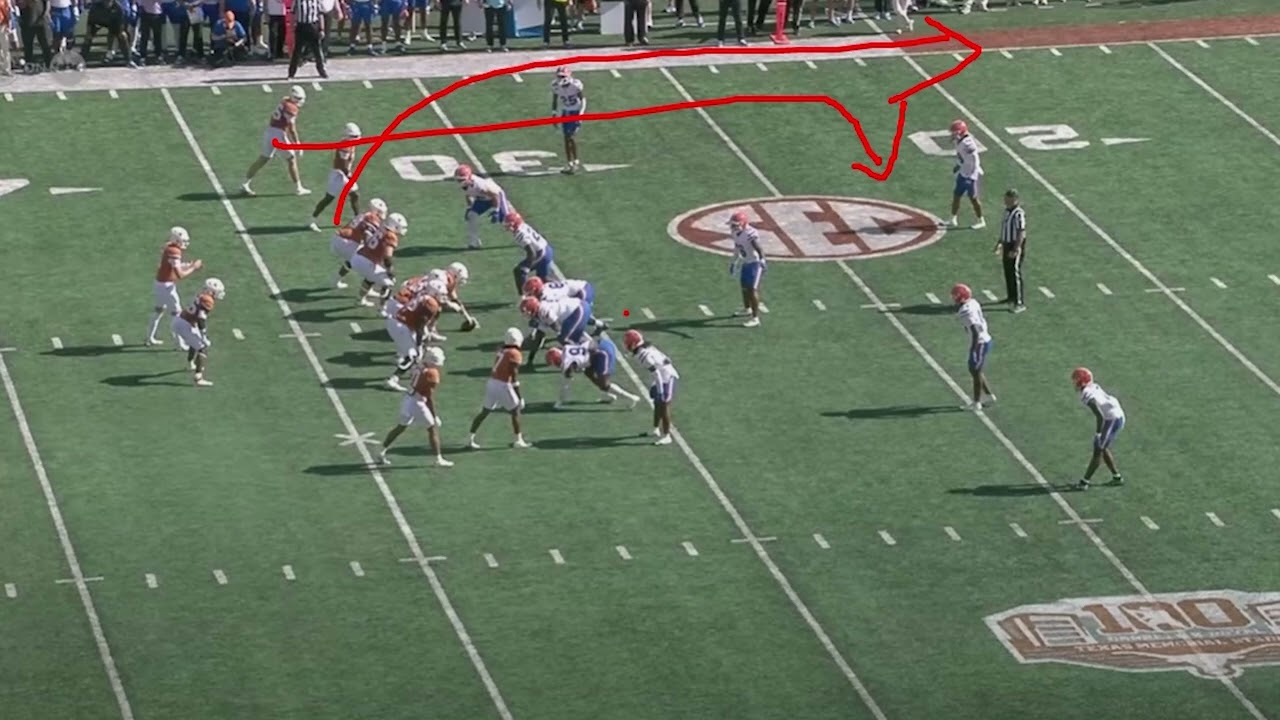 Quinn Ewers Hits 40-Yard Throw While Back Pedalling