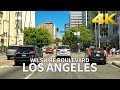 Driving Wilshire Boulevard in Los Angeles, Principal East-West Arterial Road, California, USA, 4K