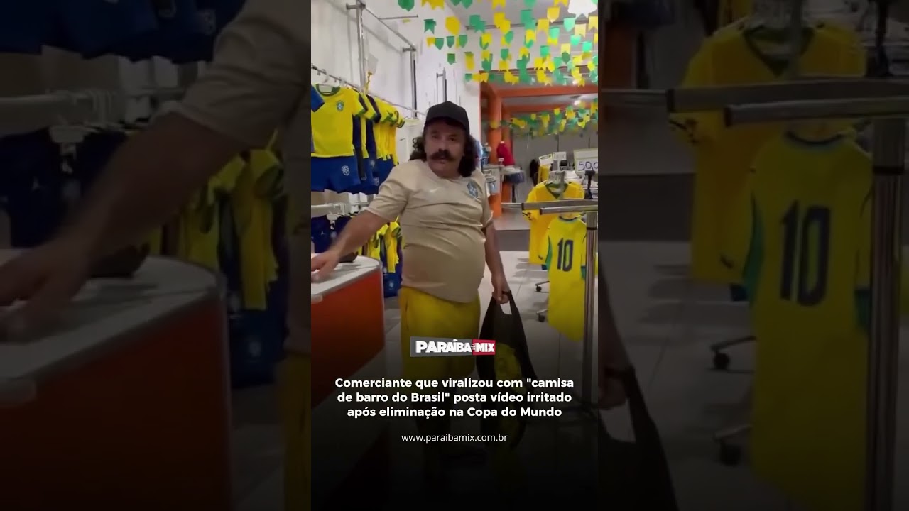 Comerciante que viralizou com "camisa de barro do Br" posta vídeo irritado após eliminação na Copa