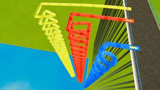Spiral vs Square Spiral vs Triangle Spiral Mat Flume Water Slides – Planet Coaster 2 screenshot 1