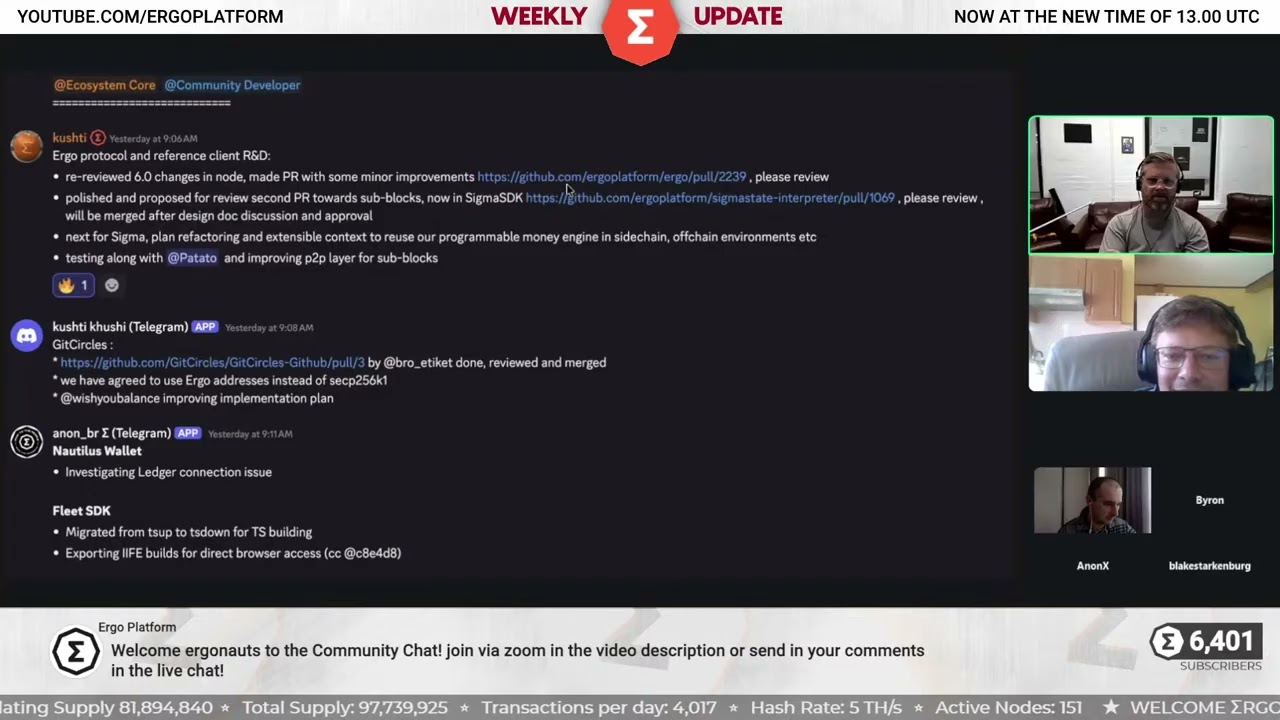 Ergo PoW Blockchain (g) - Community Chat - September 11th