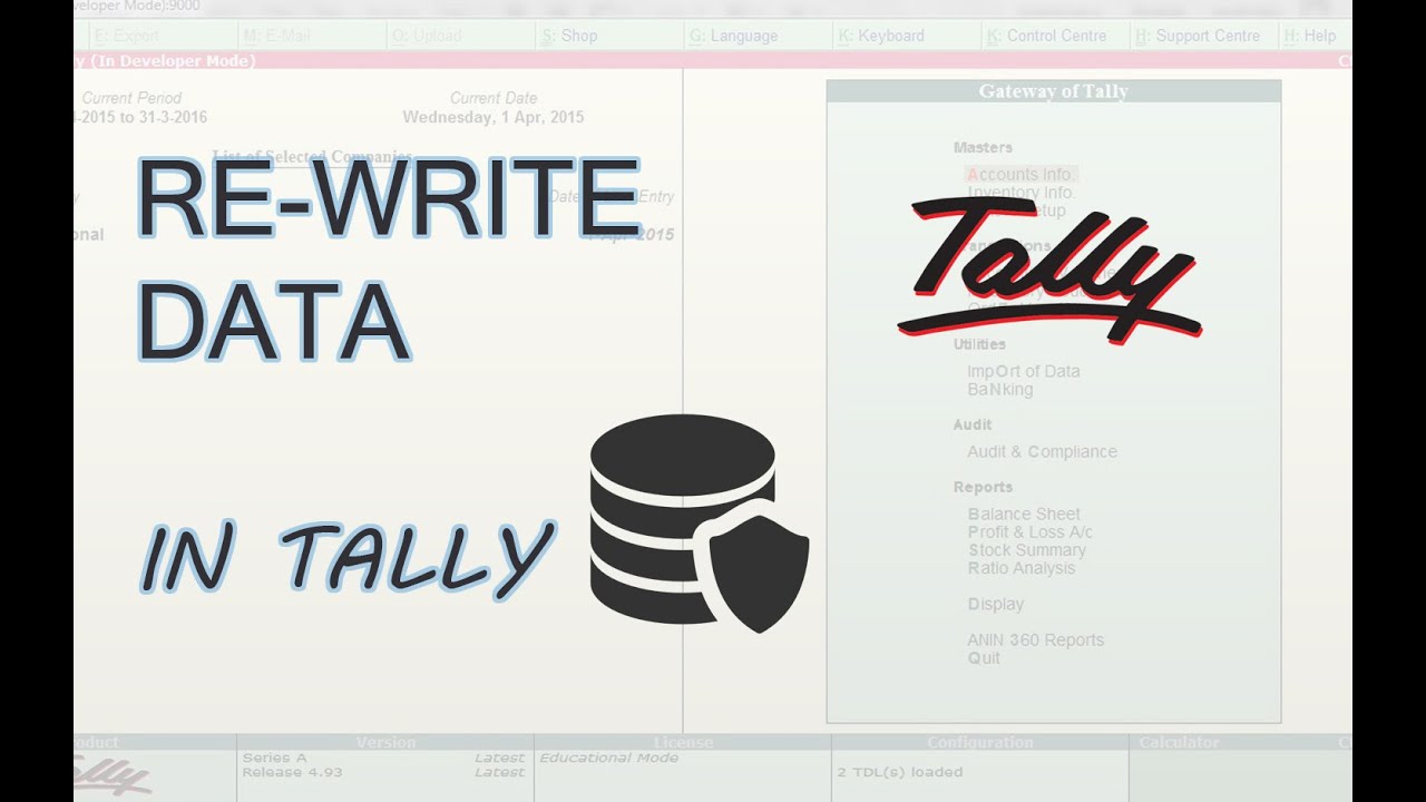 Tally ERP 9 How To REWRITE Tally Data 0 Rewrite Method YouTube Tally ERP 9 How To REWRITE Tally Data 0 Rewrite Method YouTube