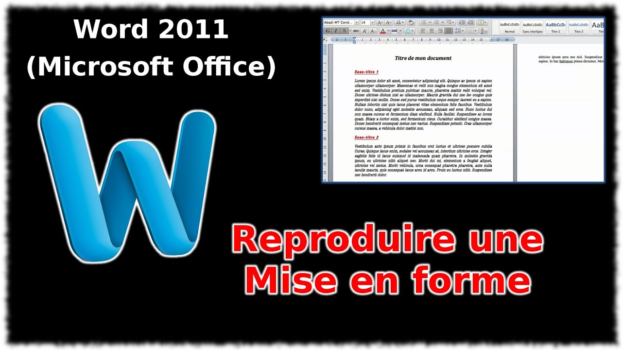 Tuto Reproduire une mise en forme (Word 2011) YouTube