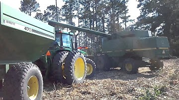 Unloading grain cart and combine