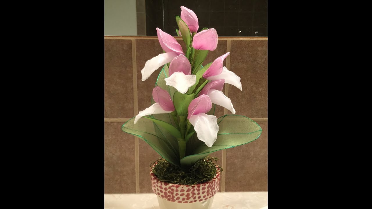 How to make a nylon stocking flowers showy orchid YouTube