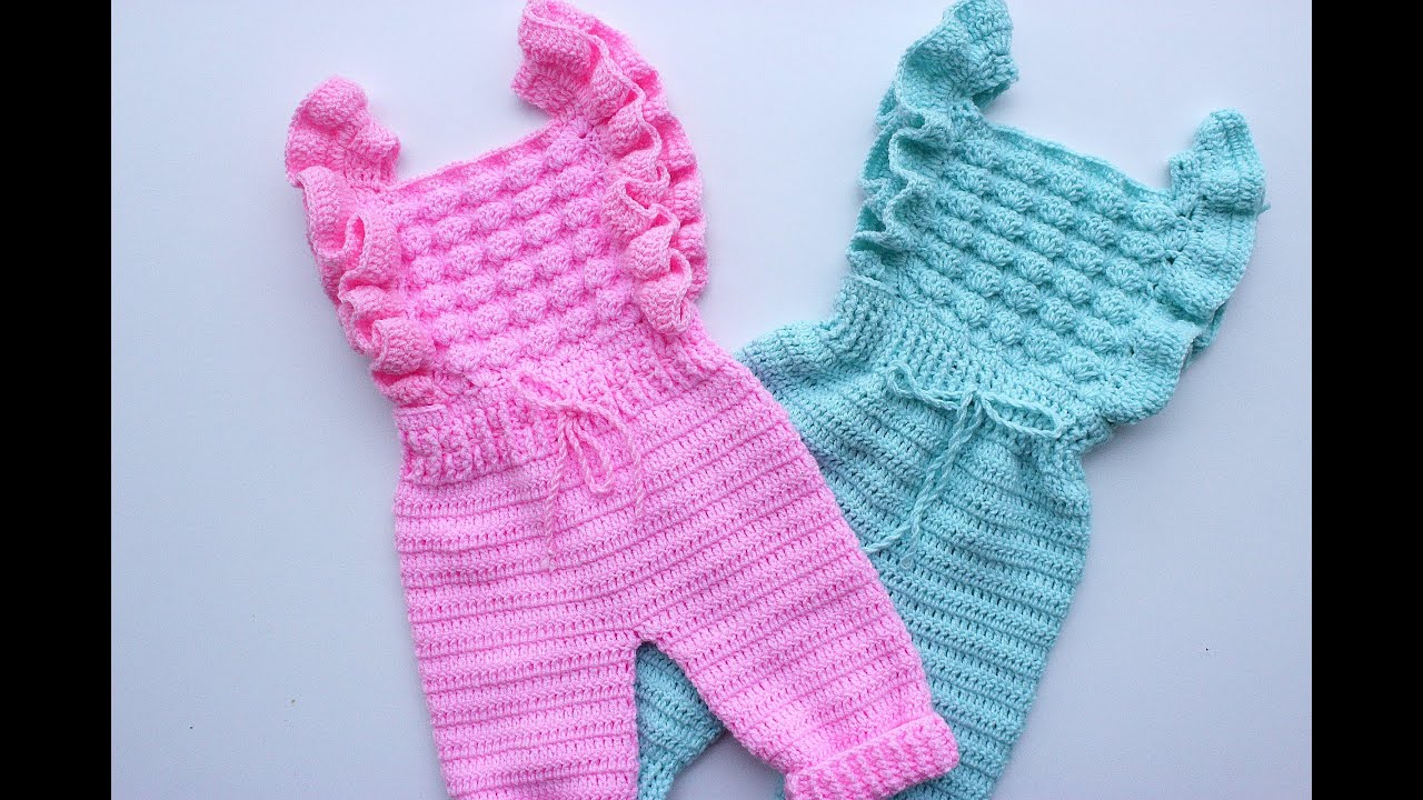 Kız bebekler için saloped tarzı askılı tulum // Bebek Örgüleri(2. bölüm)