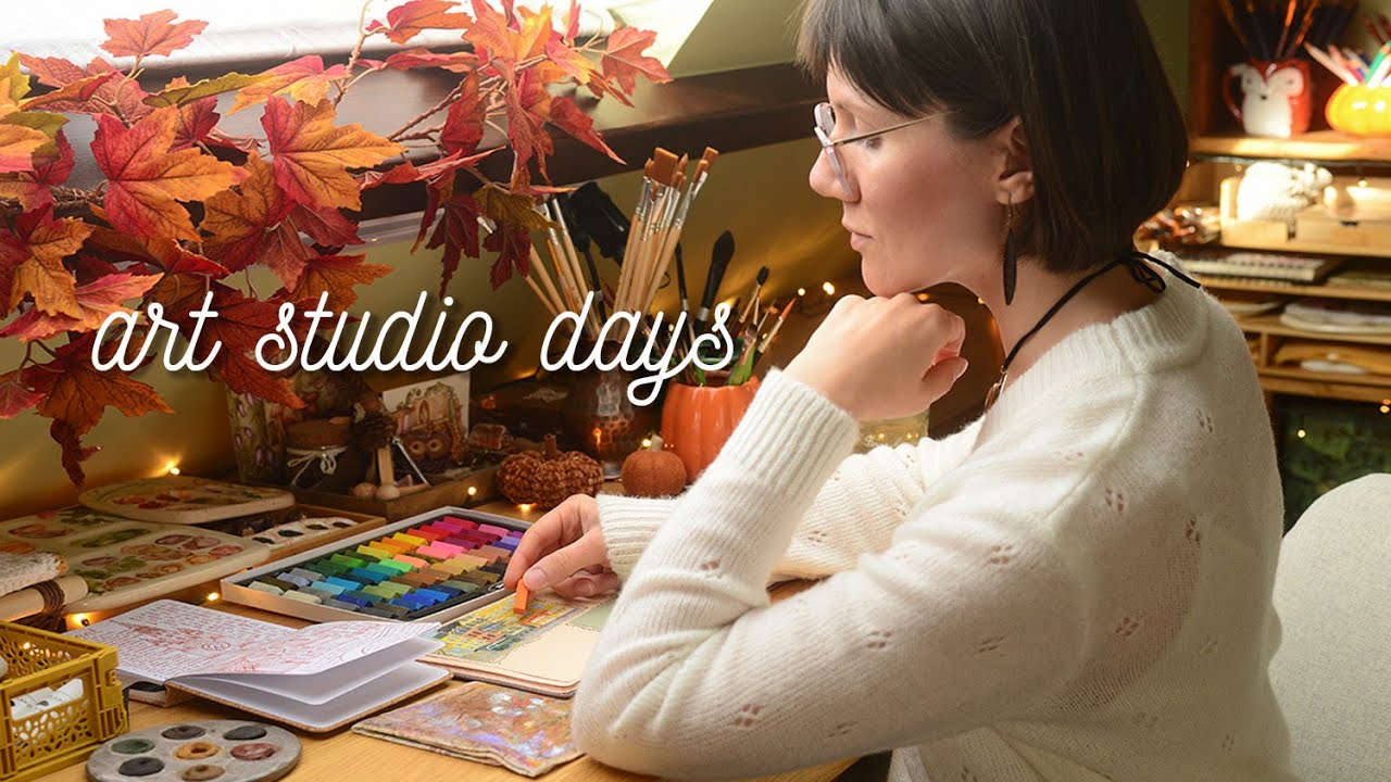 Моя уютная осенняя студия: зарисовки пастелью, акварель и уютная выпечка