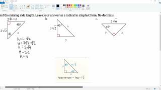 Find the missing side length. Leave your answer as a radical in simplest form. No decimals. #5