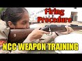 Firing procedure  ncc weapon training  girl cadets firing with 22 rifle