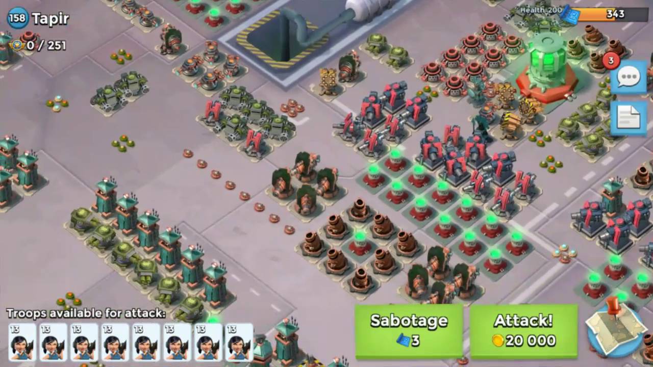 Boom Beach - MASSIVE ATTACK - diagonal drops