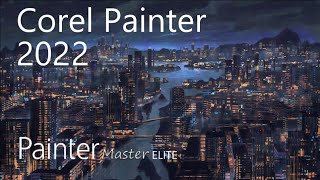 Corel Painter 2022 - City at Night 3 | Digital Speed Paint Time lapse | (Davey Baker)