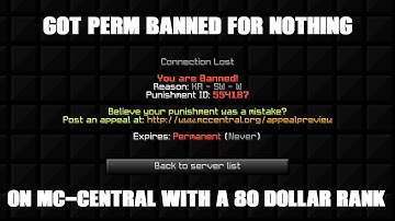 I GOT BANNED ON MC-CENTRAL FOR NOTHING!!!!!!!!