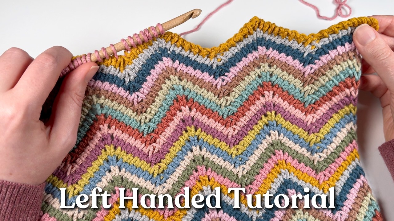 LEFT HANDED Tunisian Crochet Ripple Tutorial