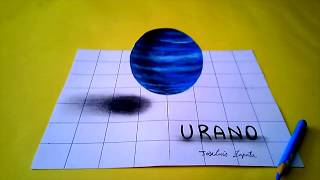 Dibujo del planeta Urano en 3D  (ilusión óptica)|Drawing Urano in 3D|HD