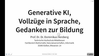 Vortrag: Generative KI, Vollzüge in Sprache, Gedanken zur Bildung