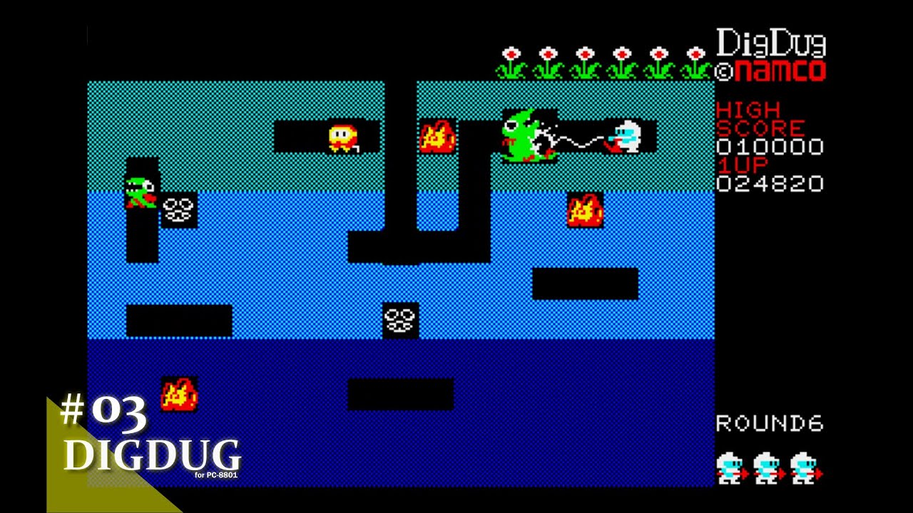 Play】PC-8801 DIGDUG（ディグダグ）#03 レトロゲーム - YouTube