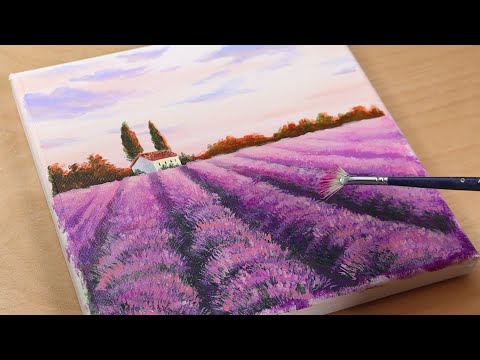 Lavender Fields / Landscape / Acrylic painting / PaintingTutorial / Painting ASMR