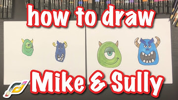 How to Draw MIKE & SULLY from Monsters Inc. - Step by Step Drawing Tutorial - Beginner