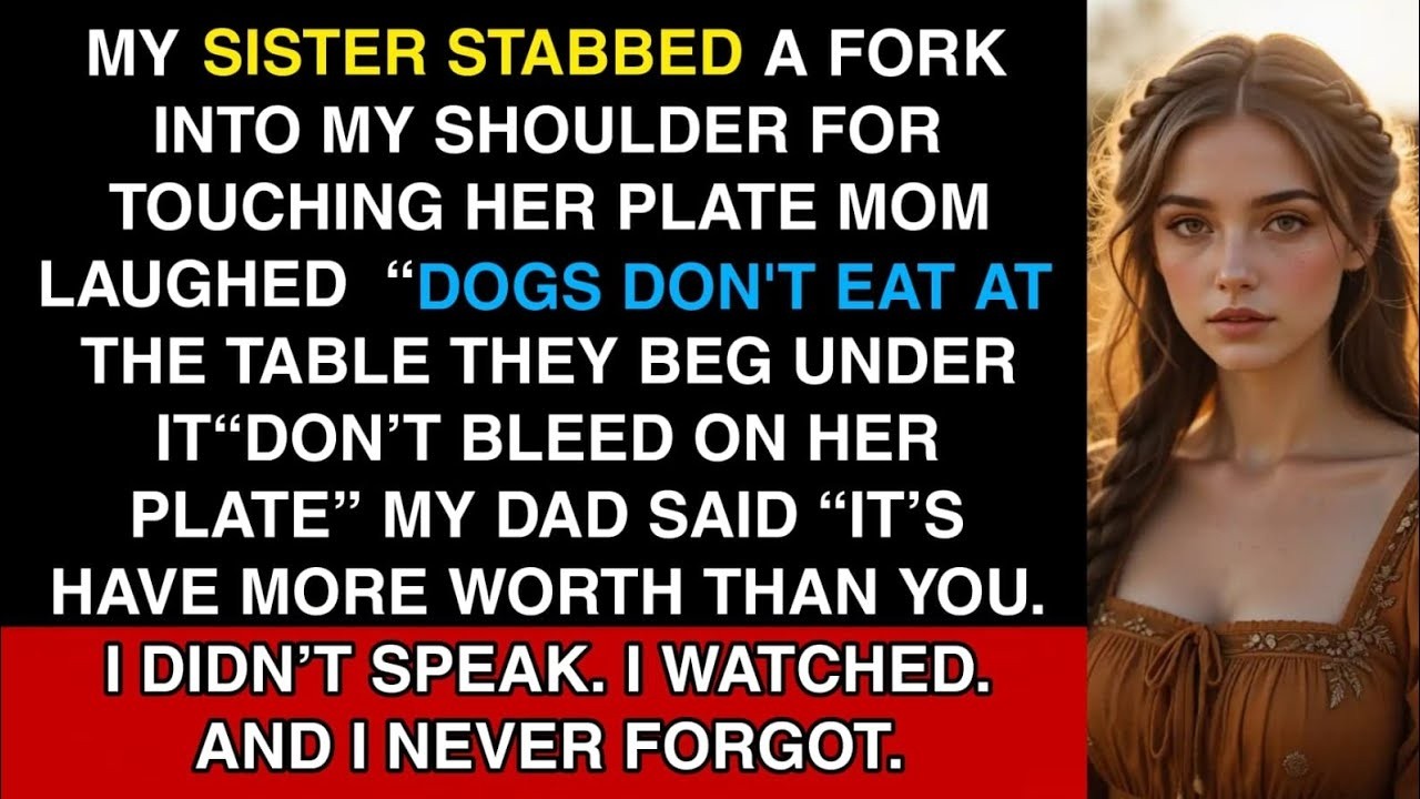 Ich reichte nur das Salz über den Sonntagstisch, und meine Schwester rammte mir eine Gabel in die Schulter. „Sie hat nach meinem Essen gegriffen“, sagte sie ruhig, während das Blut durch mein Hemd...