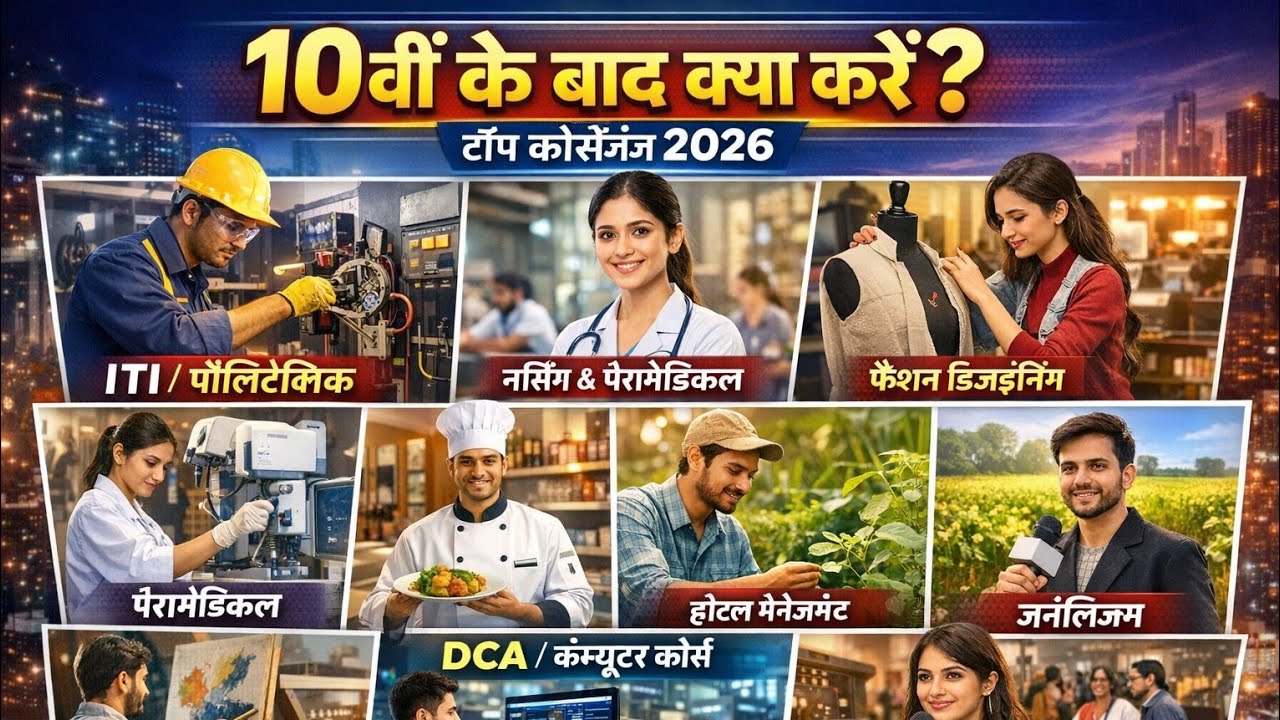 10 coures after 10th for students. 1️⃣ आईटीआई (ITI – Industrial Training Institute)#
