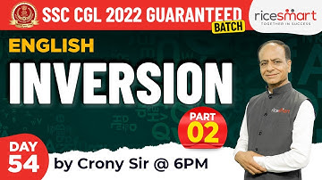 English Grammar | Inversion - Part 2 | SSC CGL English By Crony Sir | SSC CGL 2022