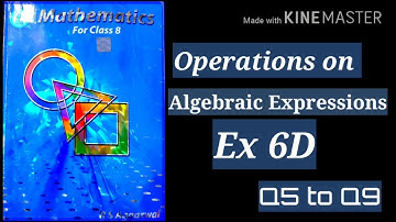 Operations on Algebraic Expressions| Exercise 6D | Q5 to Q9|CBSE RS Aggarwal class 8 |Rajmith Study