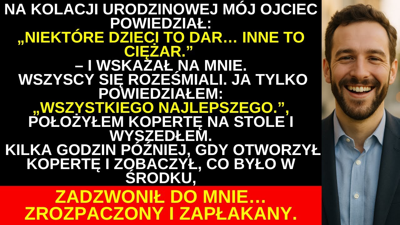 Na kolacji ojciec nazwał mnie ciężarem. Odpowiedziałem kopertą, która go zmieniła...