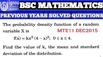 Bsc Mathematics | IGNOU | MTE11 | previous year Solved question | DEC 2015  | probab densi function