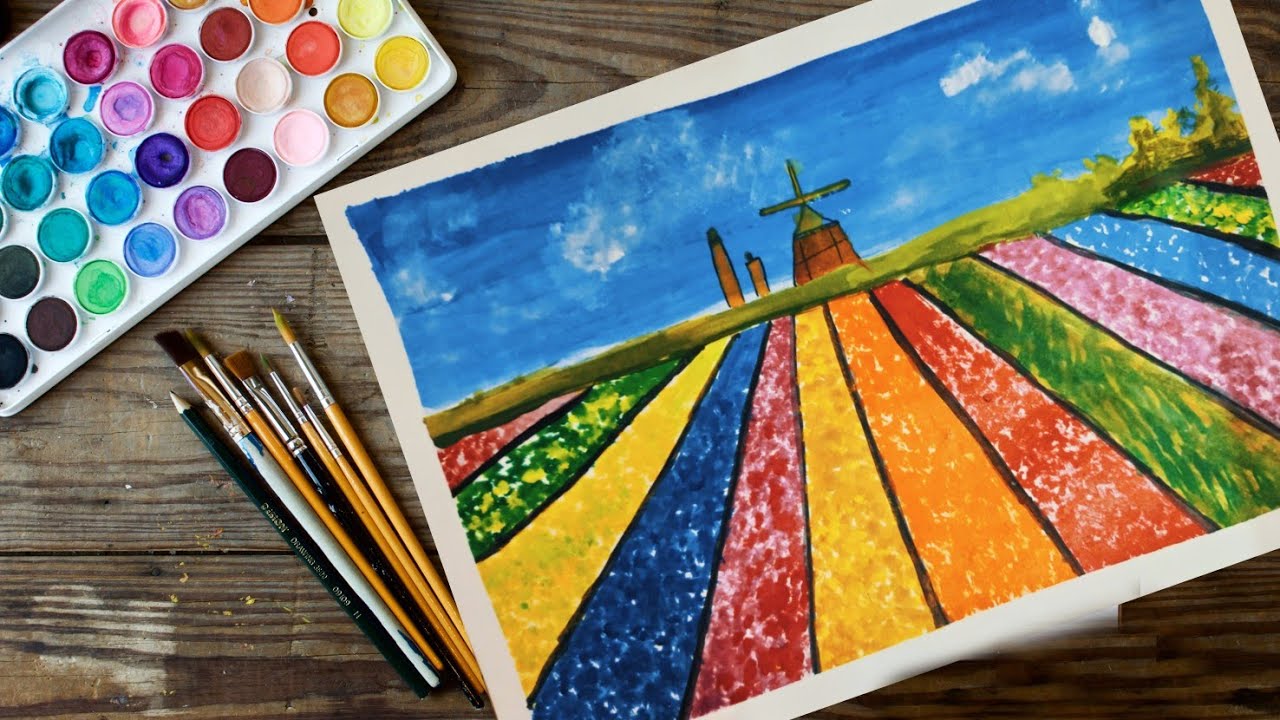 #colorfulpainting #DIY Flower Garden Landscape painting | step by step