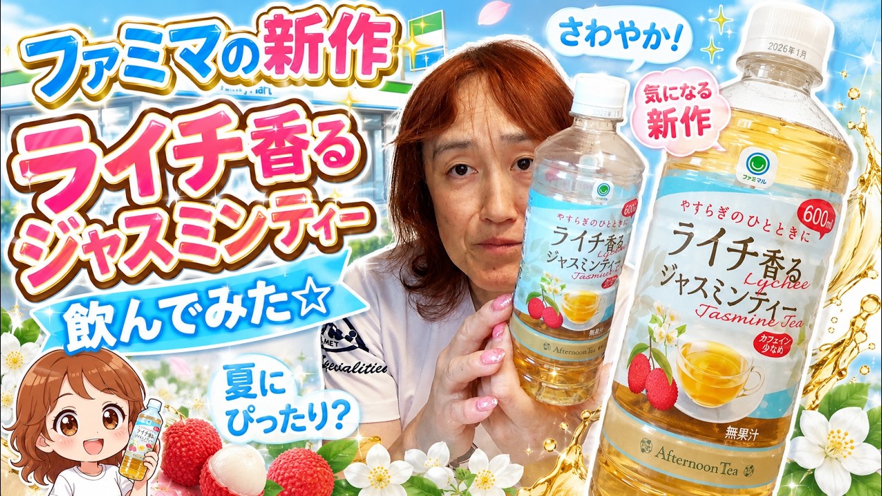 ジャスミン I tried FamilyMart's new lychee-flavored jasmine tea ☆ - YouTube