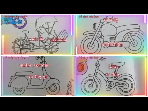Video Học tên các loại xe bằng cách tô màu | xe xích lô tên... - youtube