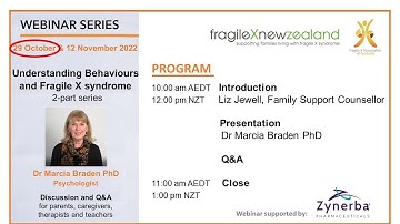 Behaviours and Fragile X  Part 1 Neurobiology | webinar, Dr Marcia Braden PhD,  29 Oct  2022