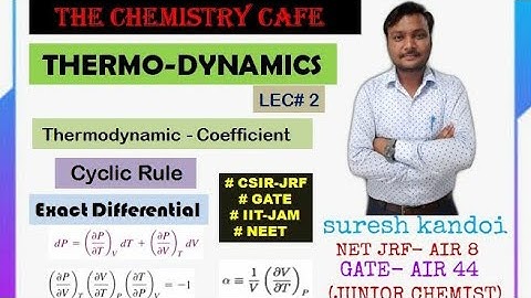 THERMODYNAMICS LEC 2| CYCLIC RULE| EULER THEOREM| EXACT DIFFERENTIAL| THERMODYNAMIC COEFFICIENT