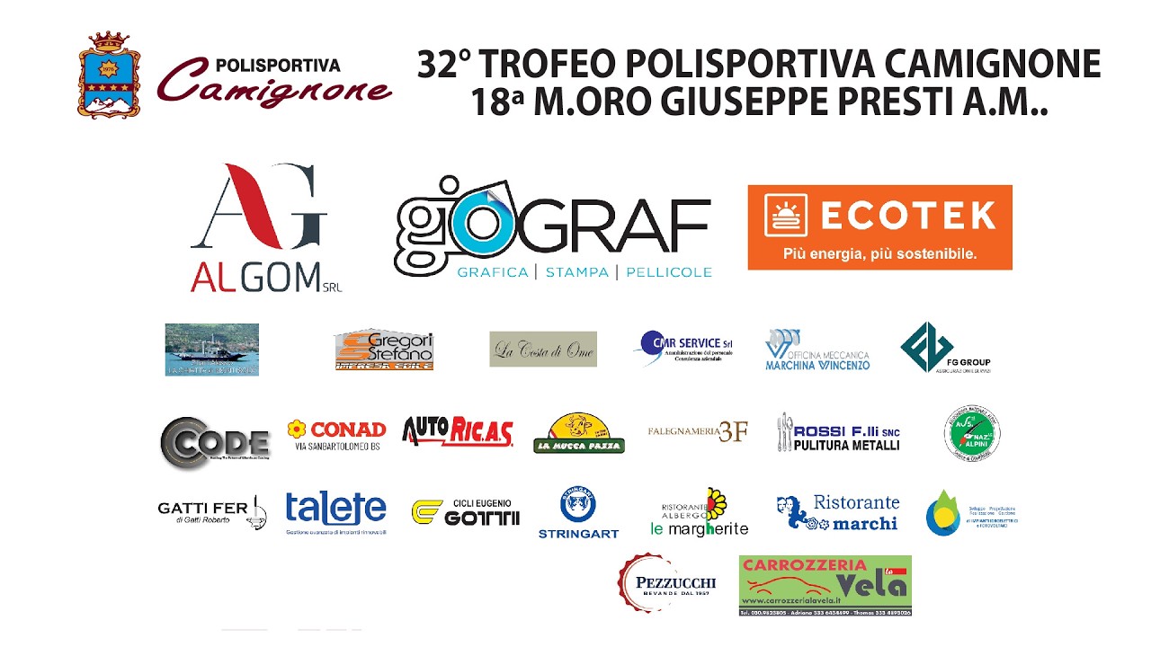 32° TROFEO POLISPORTIVA CAMIGNONE - 18ª M.ORO GIUSEPPE PRESTI A.M.
