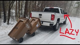 Carry 2 garbage bins the LAZY way!
