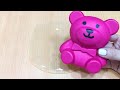 Slime Coloring with Bear! Mixing Makeup Eyeshadow into Slime! Satisfying Slime Videos ASMR #1038