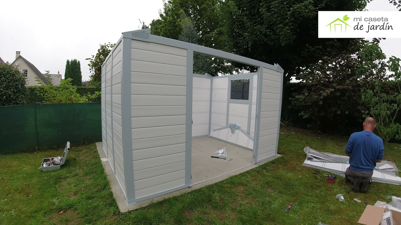 Montaje de la Caseta de jardín de PVC 7,5m² DECO blanco y gris azulado Grosfillex  con kit de anclaje 