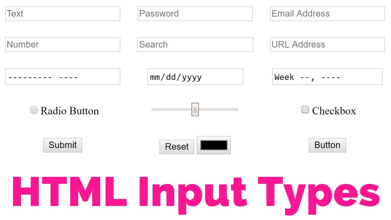 input type Update HTML Forms - Learn 18 HTML Input Types | HTML5 (2020)