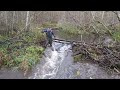 Hard working man #3 | Manual beaver dam removal by hand and rake. Blocked river. #hardworkingman