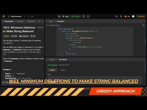 LEETCODE DAILY QUESTION 1653 | Minimum Deletions to Make String Balanced | Is Kabir Coding #leetcode