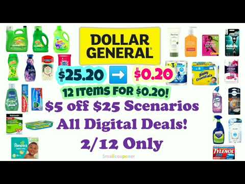 Dollar General $5 off $25 2/12 Couponing This Week! 7 Scenarios! All Digital Deals!