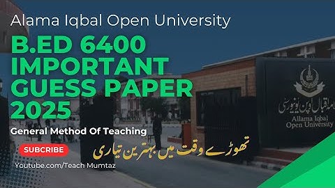 6400 Guess paper | Most Repeated  Questions | Aiou guess paper 2025 |6400 guess B.Ed 2.5 Year