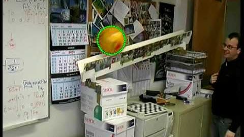 Tracking a non-uniformly colored ball in 3D on cluttered background.